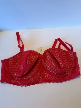 Adore Me Red Lace Underwire Bra